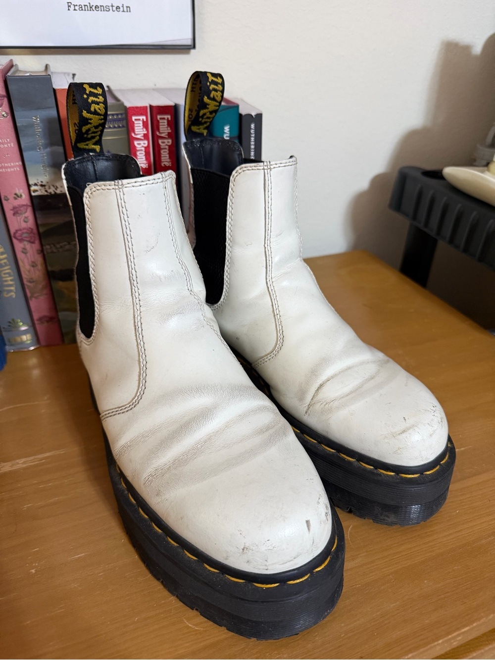 Doc Marten White Platform Chelsea Boots size 10 women’s